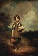 Thomas Gainsborough Dorfmadchen mit Hund und Henkelkrug oil painting